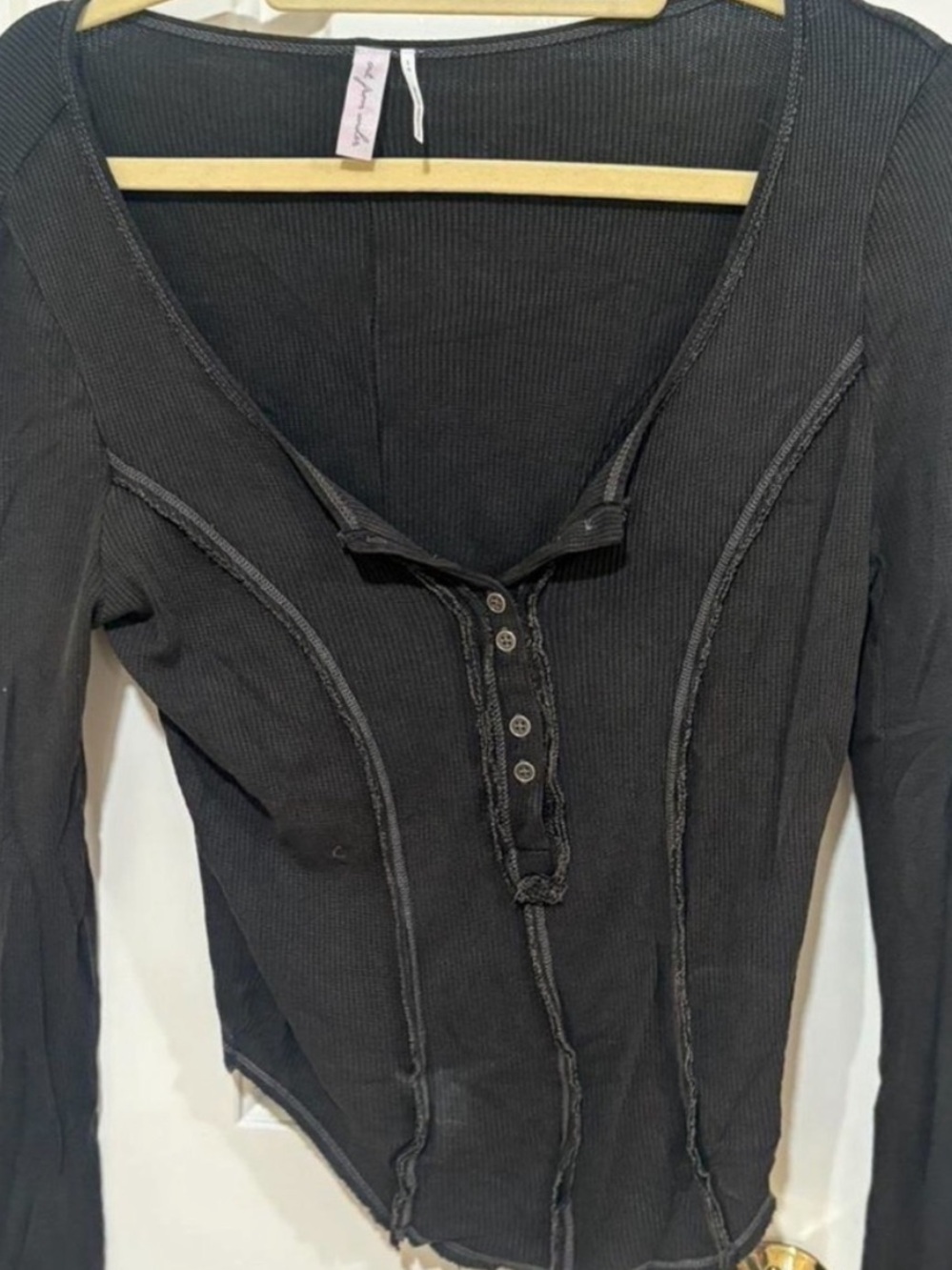 Urban Outfitters Charcoal Ribbed Henley Lounge Set - Picture 2 of 3